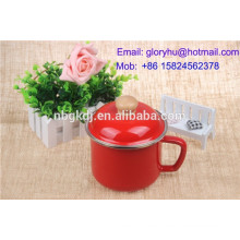 Red color Enamel mug with enamel lids/glass lids/metal lids